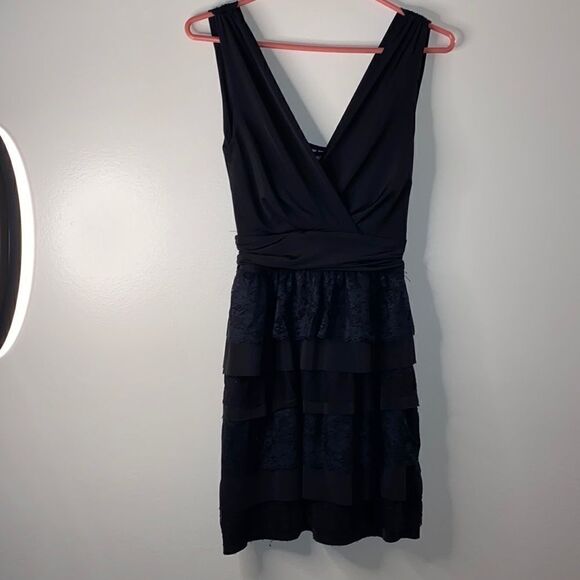 ZARA Basic Lace Tulle Mesh Layered Ruffle Black Mini Dress(Size Small)Rare - Picture 2 of 11